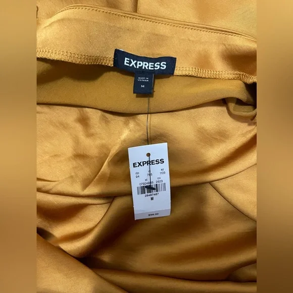 Express Honey Satin Cowl Neck Maxi Slip Dress Size Medium - Picture 8 of 10